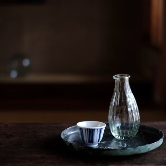 時代 白磁染付縞盃 (明治期頃)