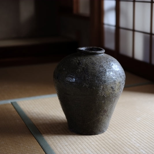 時代 褐釉大壺 (清朝 19世紀頃)