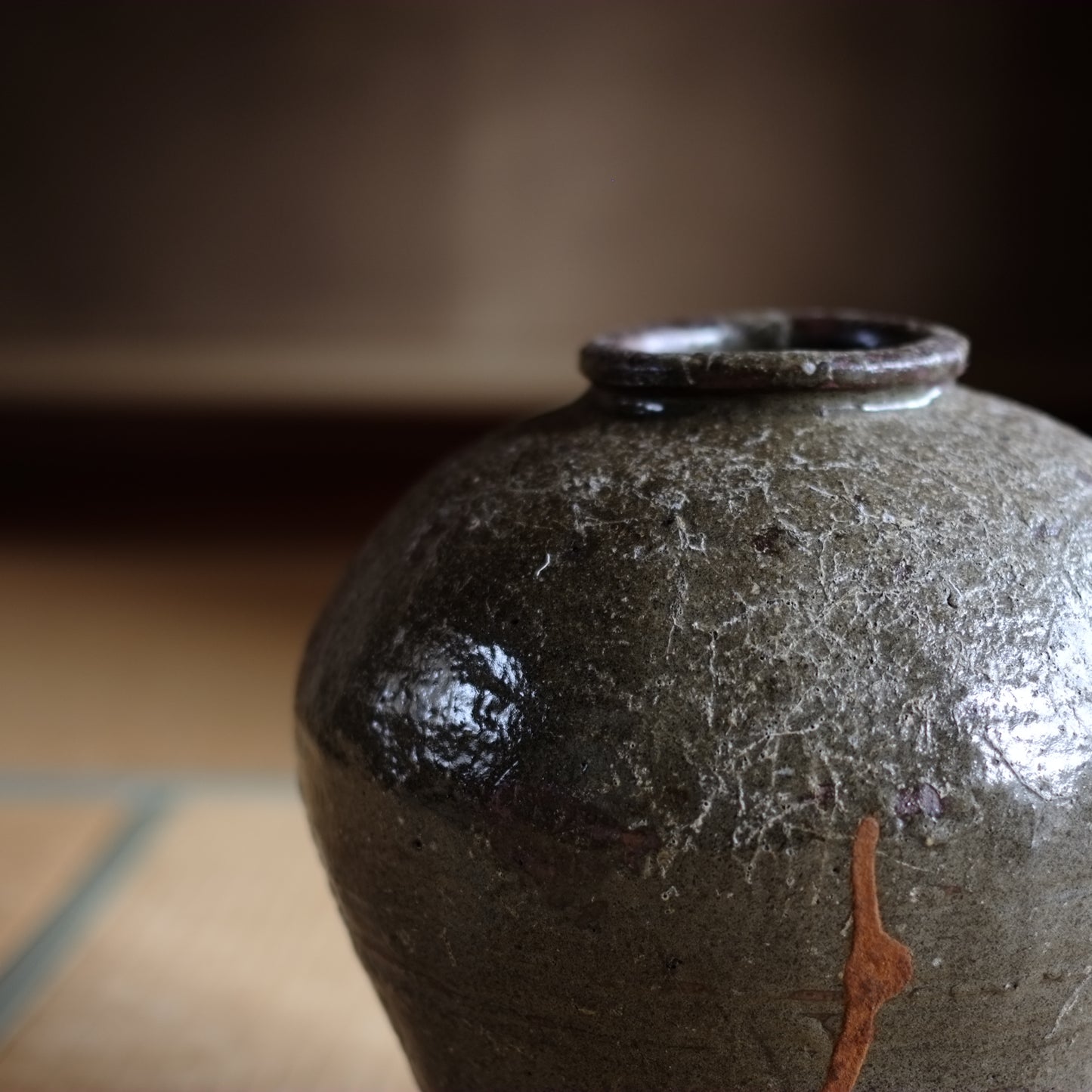 時代 褐釉大壺　(清朝 19世紀頃)