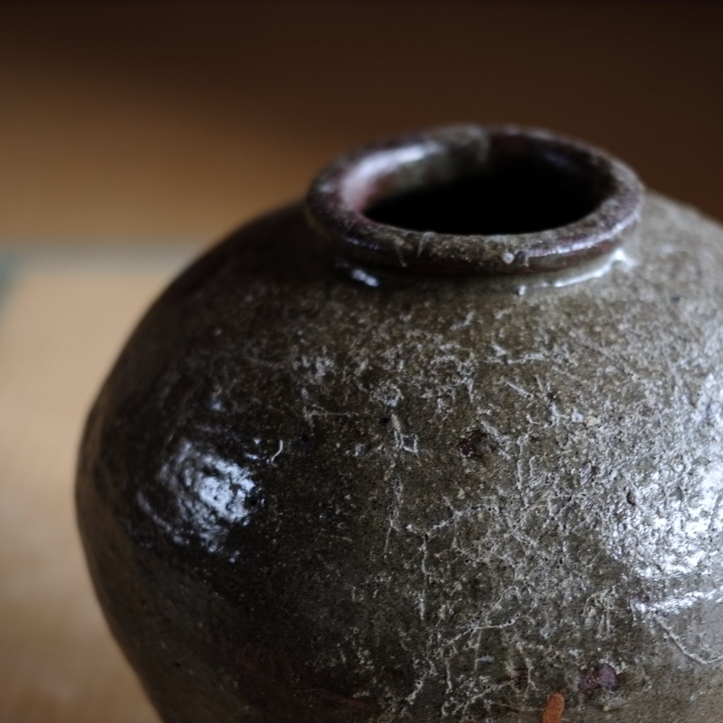 時代 褐釉大壺　(清朝 19世紀頃)
