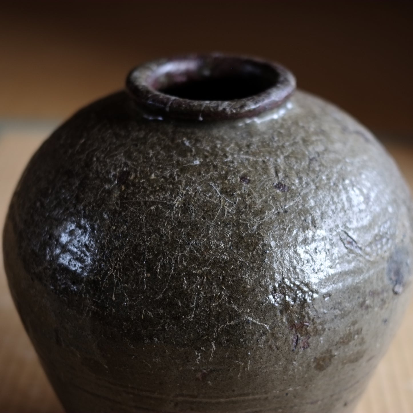 時代 褐釉大壺　(清朝 19世紀頃)