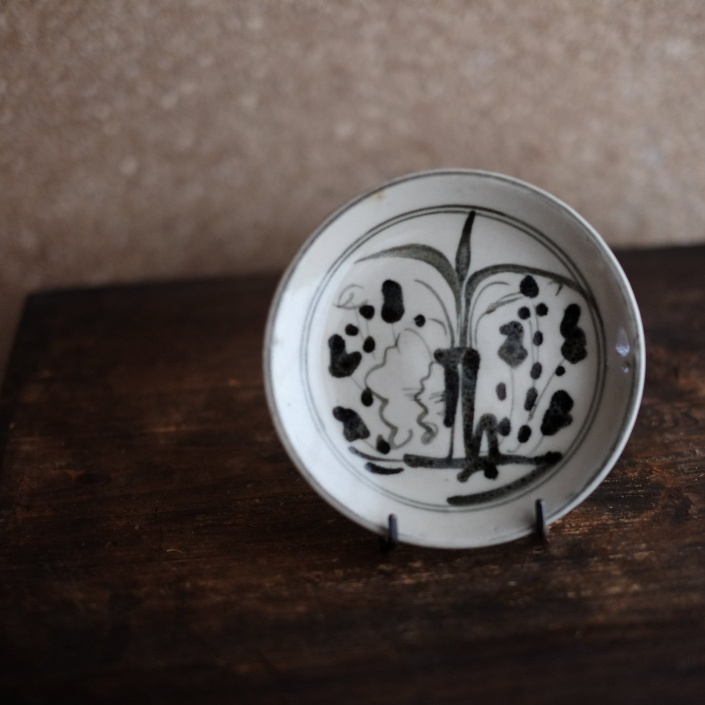時代　青花　新渡染付　蘭図　平皿(清朝後期)