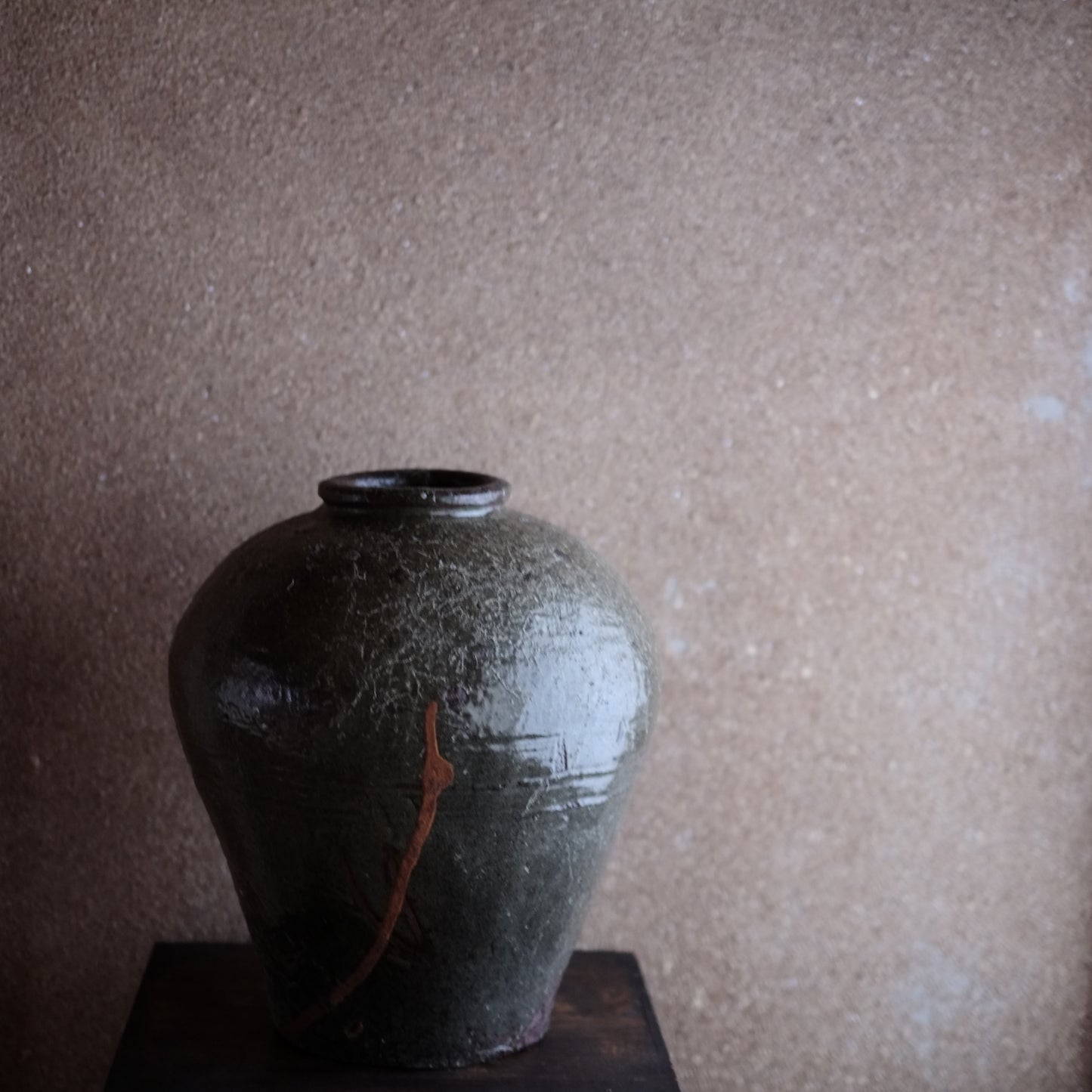 時代 褐釉大壺　(清朝 19世紀頃)