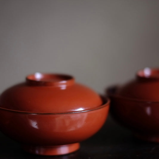 時代 根来蓋付椀・小 汁椀(江戸時代18-19世紀)