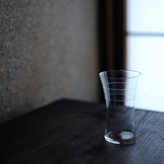 時代 サンドブラスト 細縞文 型吹きガラス グラス