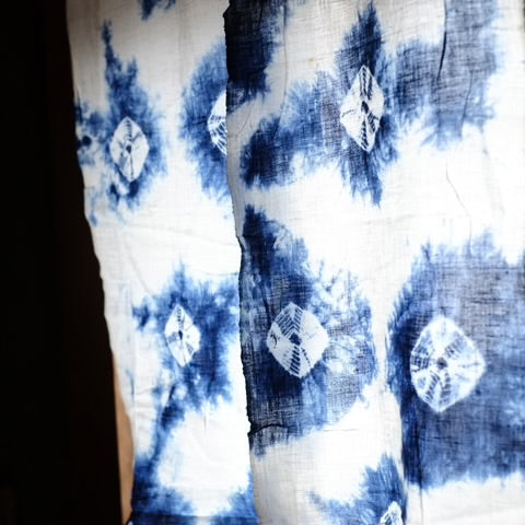 時代 巻き上げ絞り 藍染布(大正期頃)