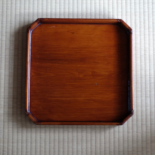 時代 吉野山 春慶塗 四方隅切折敷 A(明治初期-中期頃)