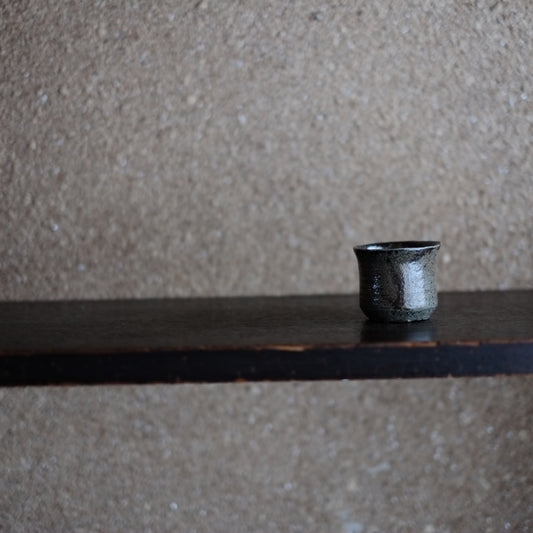 時代 皮鯨鉄絵 ぐい呑 筒盃(昭和期)