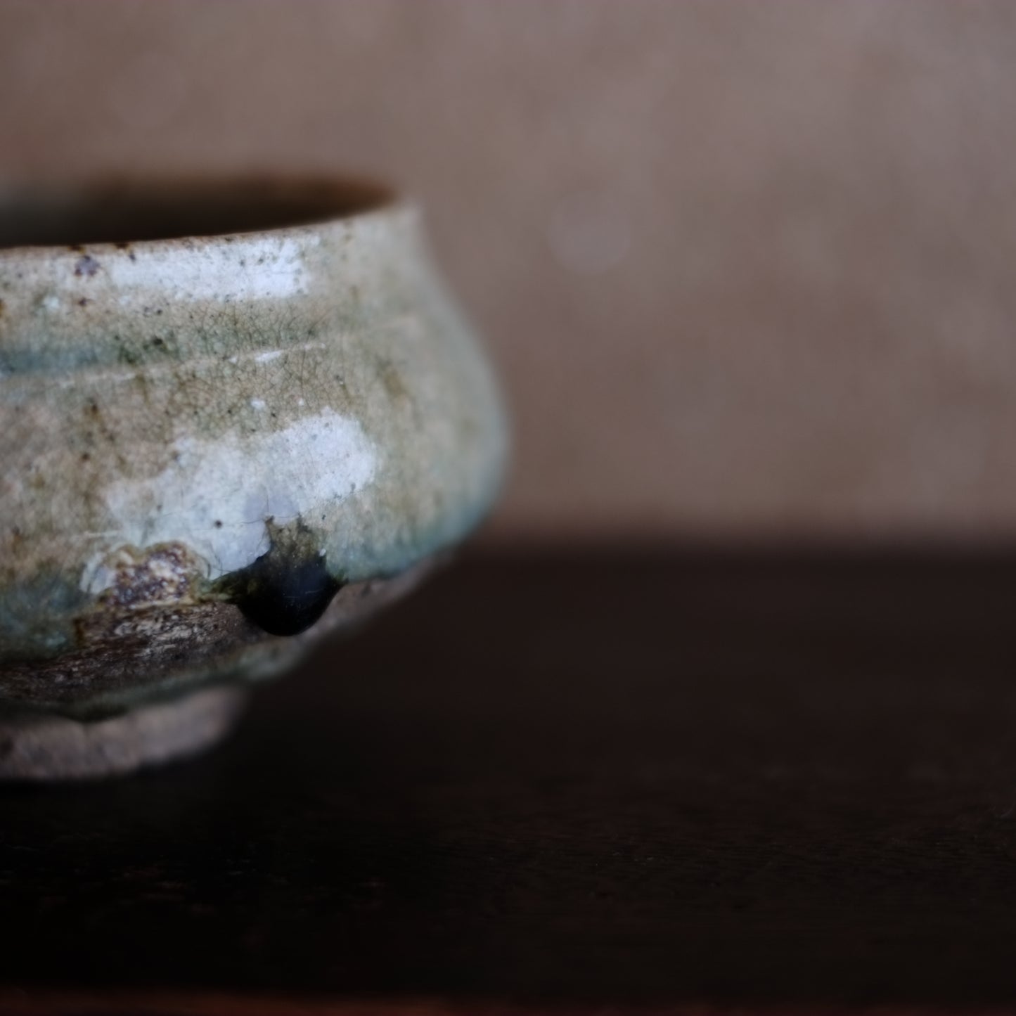 時代　青斑　塩笥茶碗　小壺　花器