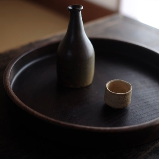 時代　艶黒　木地盆　(明治-大正期頃)