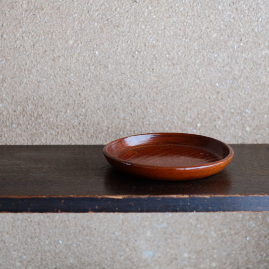 デッドストック 艶木目 天然漆 拭き漆の平皿 (明治〜昭和初期)