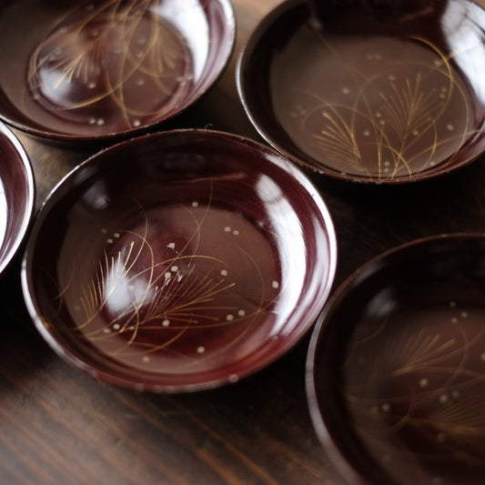 露文 うるみ塗 蒔絵 小皿 10客揃