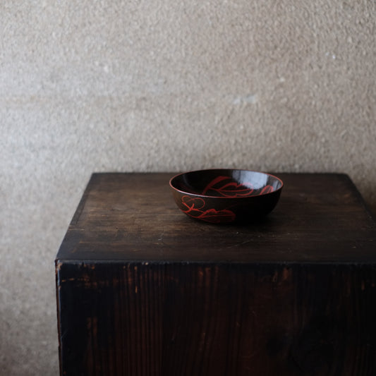 時代 吉野塗芙蓉手目弾き塗 銘々皿 (明治-大正期頃)