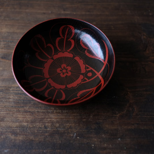 時代　吉野塗芙蓉手目弾き塗　銘々皿　（明治-大正期頃）