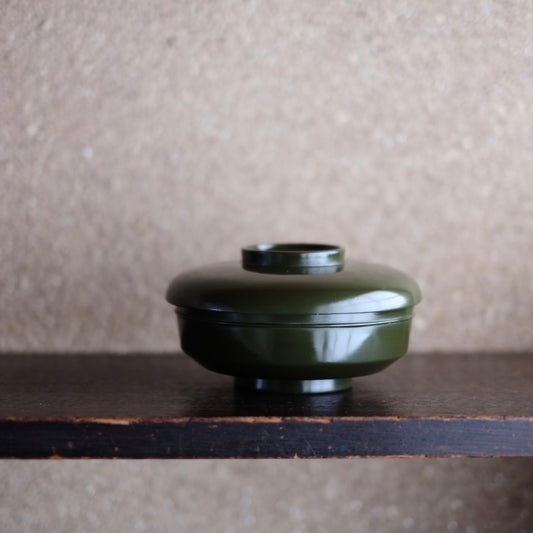 デッドストック時代 青漆内朱塗 布着蓋付平椀 (明治初期)