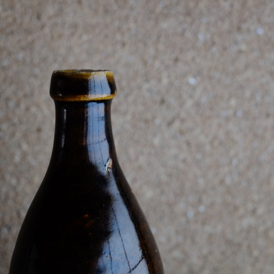 時代　会津本郷焼　飴釉徳利　(明治期頃)