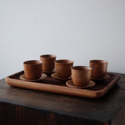時代 白木 煎茶杯 茶托セット(大正-昭和期)