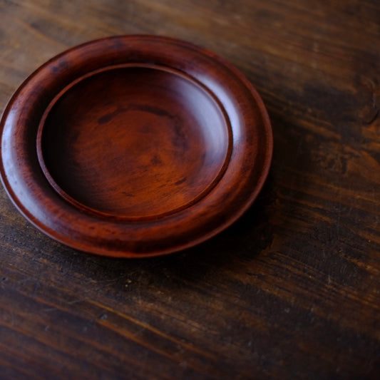 時代 山中漆器 下地塗 木地リム小皿(大正〜戦前)