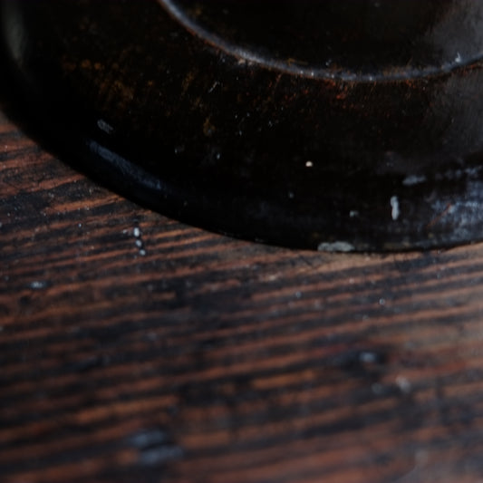 時代 浄法寺塗 流水草文漆絵平皿(江戸時代)