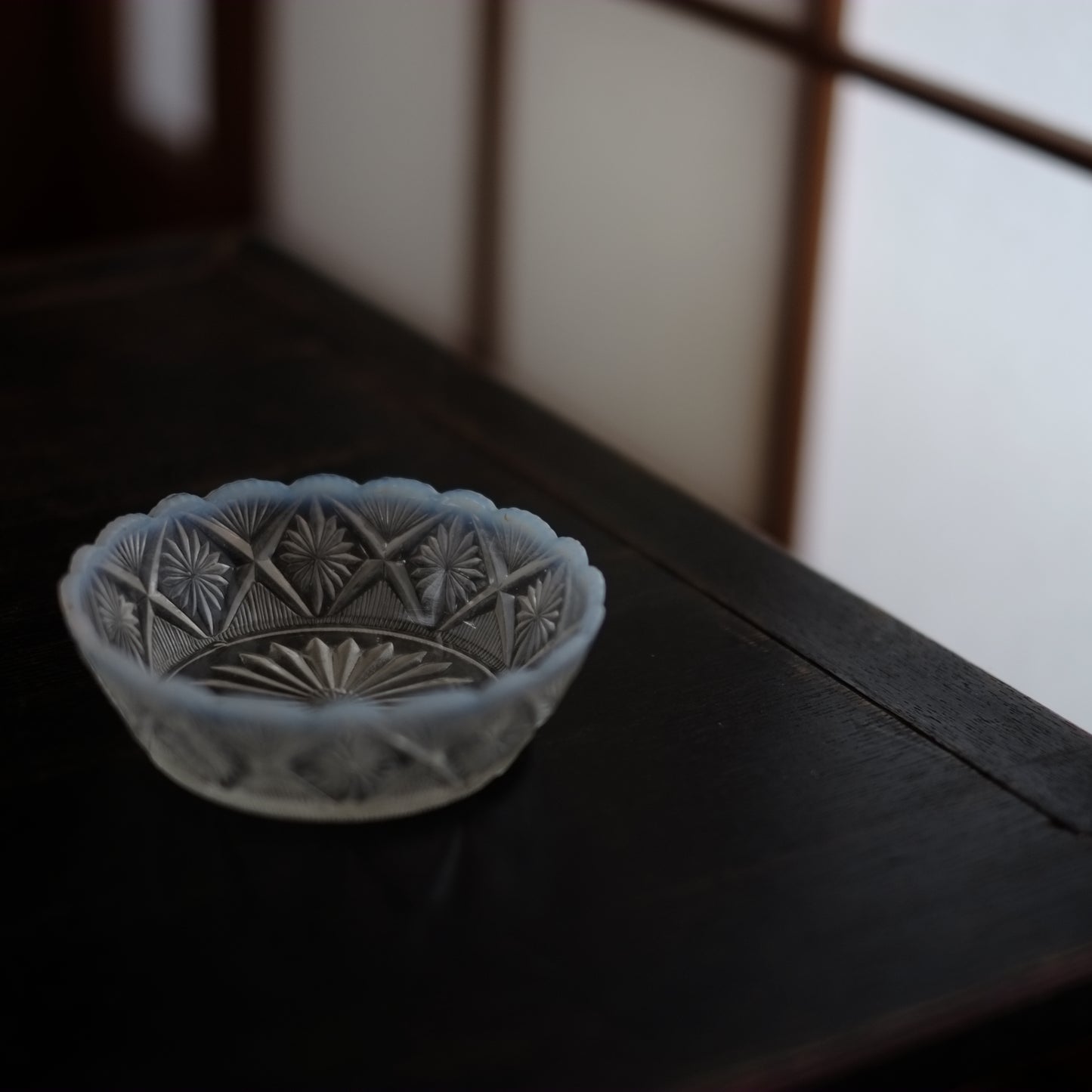 国日本明治-大正期　花縁ガラス器