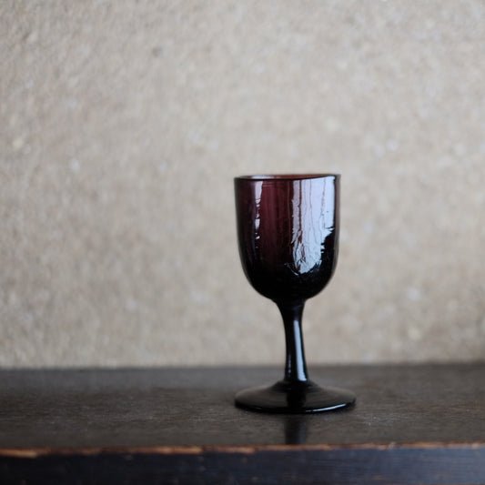 紫硝子 氷裂紋ステムグラス 明治-大正頃